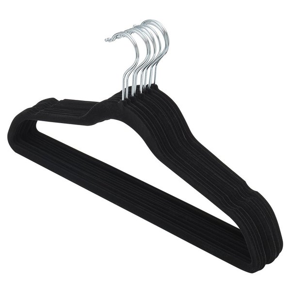 Hds Trading Velvet Hanger, Black, 10PK ZOR95876